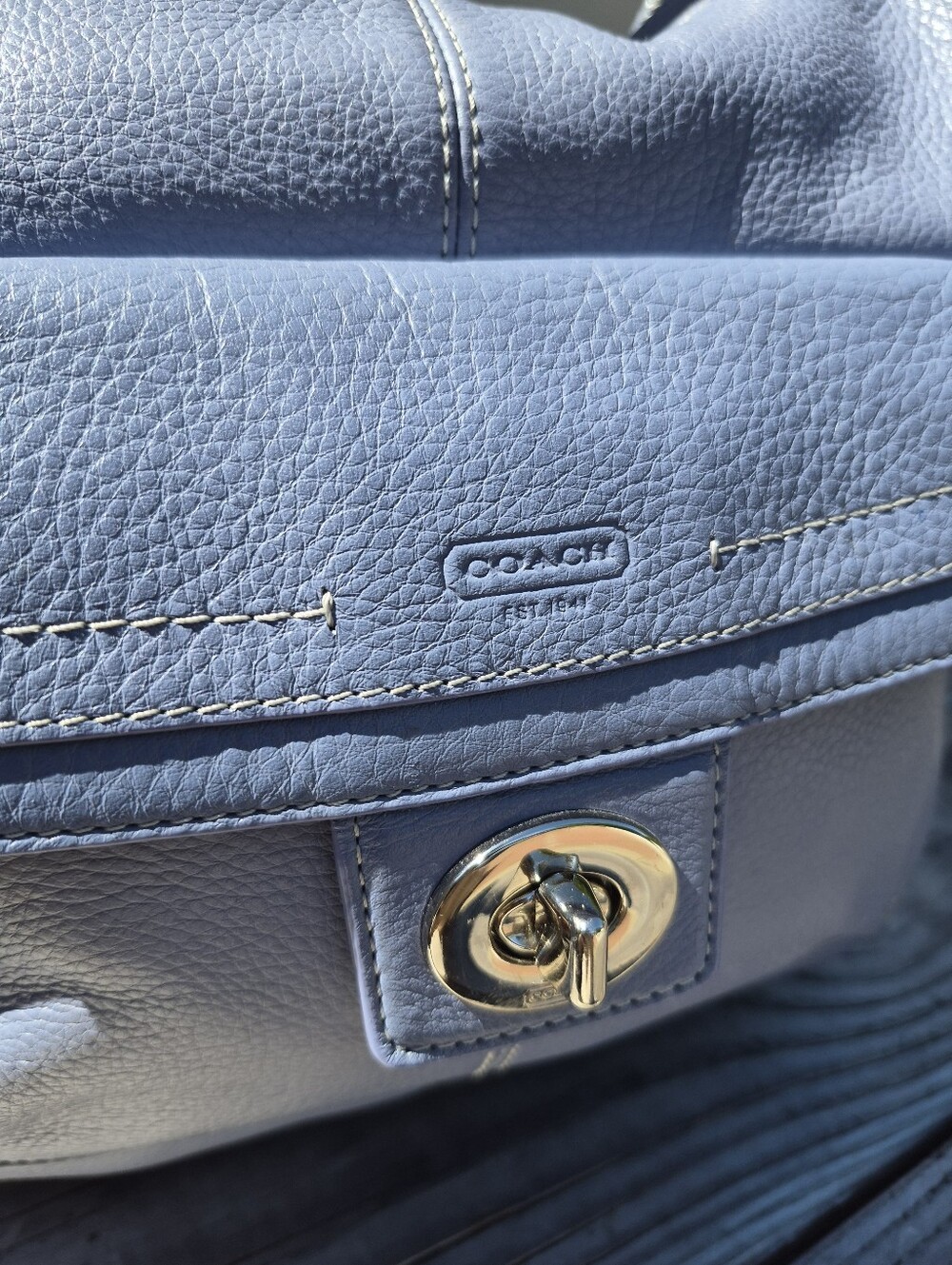 Coach Penelope Cornflower Blue Pebbled Leather Hobo Shoulder Bag - Picture 5 of 12